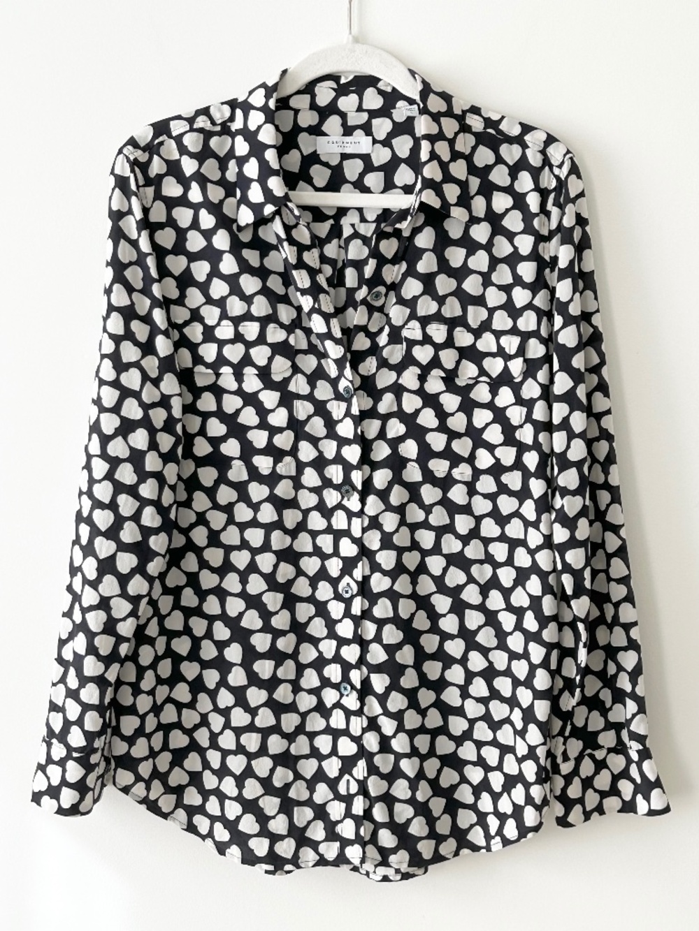 Equipment 100% Silk Heart Print Shirt